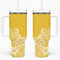 Hawaii Tumbler With Handle Plumeria Yellow Curves