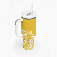 Hawaii Tumbler With Handle Plumeria Yellow Curves
