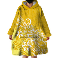 Polynesia Wearable Blanket Hoodie Plumeria Yellow Curves LT7 - Polynesian Pride