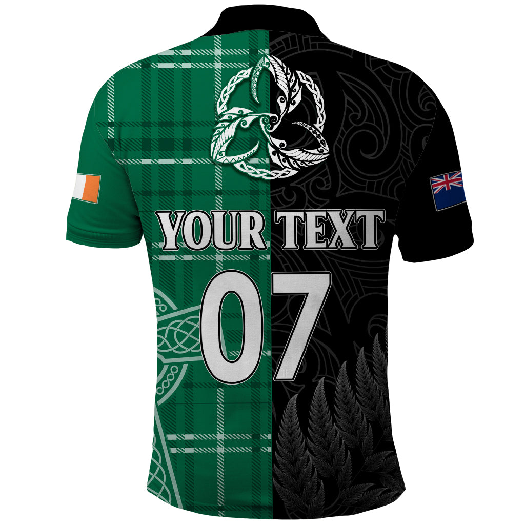 Custom New Zealand Mix Ireland Rugby Polo Shirt Celtic Knot Mix Silver Ferns LT7 - Polynesian Pride