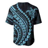 Polynesian Pride Baseball Jersey Turtle Hibiscus Luxury Style - Aquamarine LT7 - Polynesian Pride