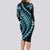 Polynesian Pride Long Sleeve Bodycon Dress Turtle Hibiscus Luxury Style - Aquamarine LT7 - Polynesian Pride