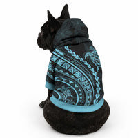 Polynesian Pride Pet Hoodie Turtle Hibiscus Luxury Style - Aquamarine
