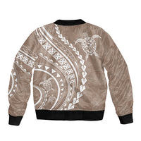 Polynesian Pride Bomber Jacket Turtle Hibiscus Luxury Style - Beige LT7 - Polynesian Pride
