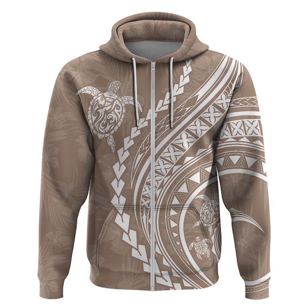 Polynesian Pride Hoodie Turtle Hibiscus Luxury Style - Beige LT7 - Polynesian Pride