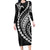 Polynesian Pride Long Sleeve Bodycon Dress Turtle Hibiscus Luxury Style - Black LT7 Long Dress Black - Polynesian Pride