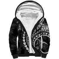 Polynesian Pride Sherpa Hoodie Turtle Hibiscus Luxury Style - Black LT7 Unisex Black - Polynesian Pride