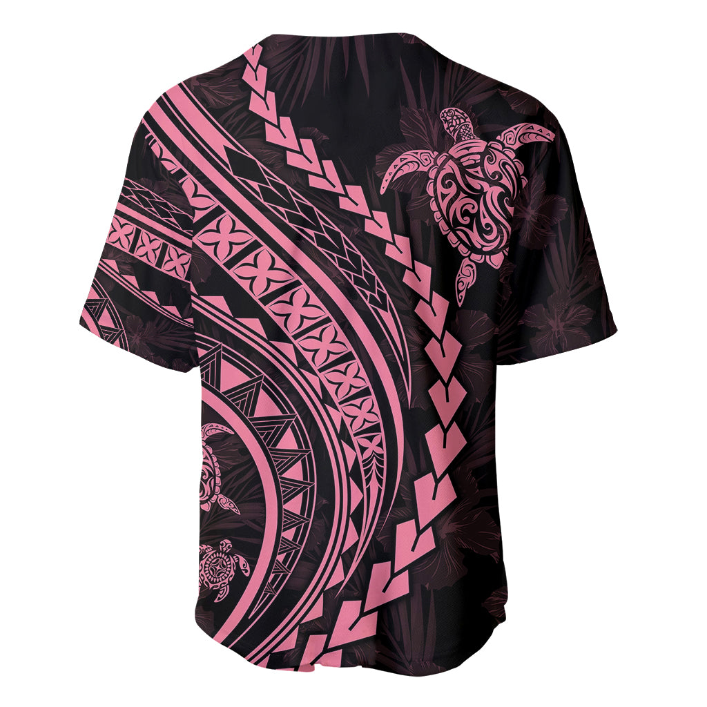 Polynesian Pride Baseball Jersey Turtle Hibiscus Luxury Style - Carnation Pink LT7 - Polynesian Pride
