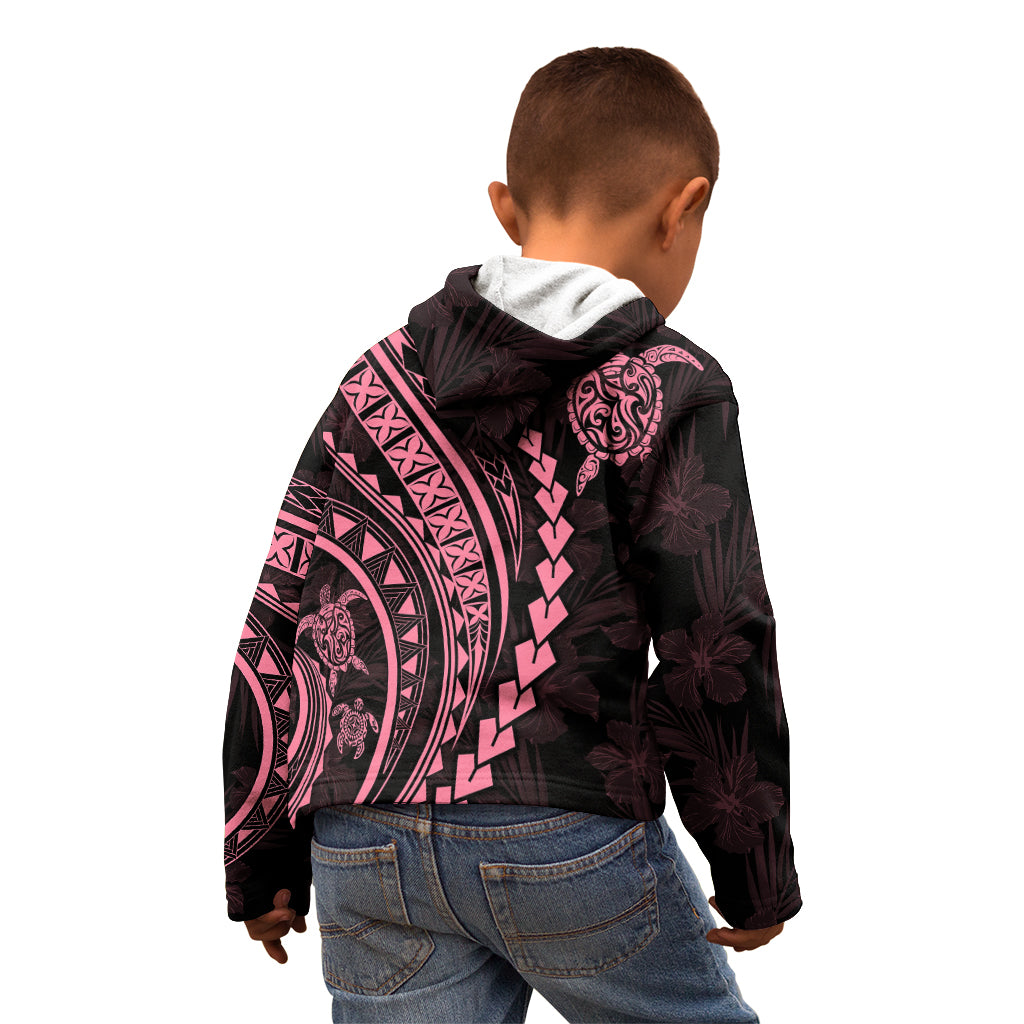 Polynesian Pride Kid Hoodie Turtle Hibiscus Luxury Style - Carnation Pink LT7 - Polynesian Pride