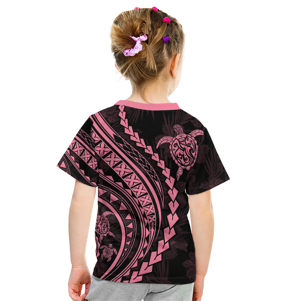 Polynesian Pride Kid T Shirt Turtle Hibiscus Luxury Style - Carnation Pink LT7 - Polynesian Pride
