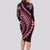 Polynesian Pride Long Sleeve Bodycon Dress Turtle Hibiscus Luxury Style - Carnation Pink LT7 - Polynesian Pride