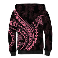 Polynesian Pride Sherpa Hoodie Turtle Hibiscus Luxury Style - Carnation Pink LT7 - Polynesian Pride