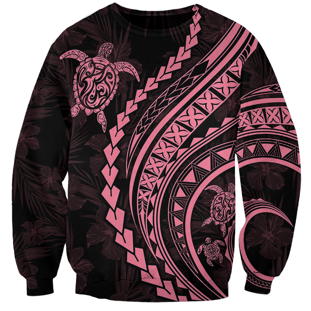 Polynesian Pride Sweatshirt Turtle Hibiscus Luxury Style - Carnation Pink LT7 Unisex Carnation Pink - Polynesian Pride