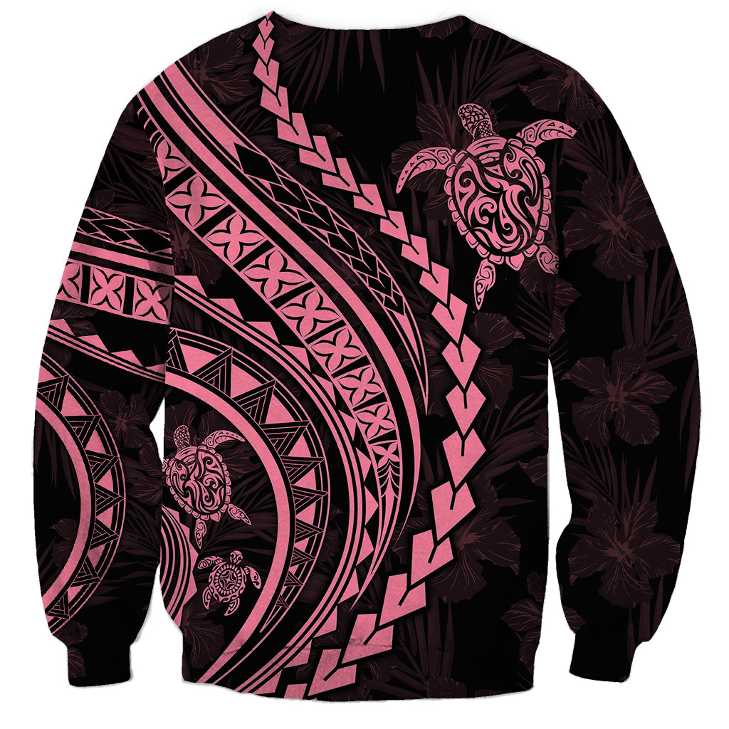Polynesian Pride Sweatshirt Turtle Hibiscus Luxury Style - Carnation Pink LT7 - Polynesian Pride