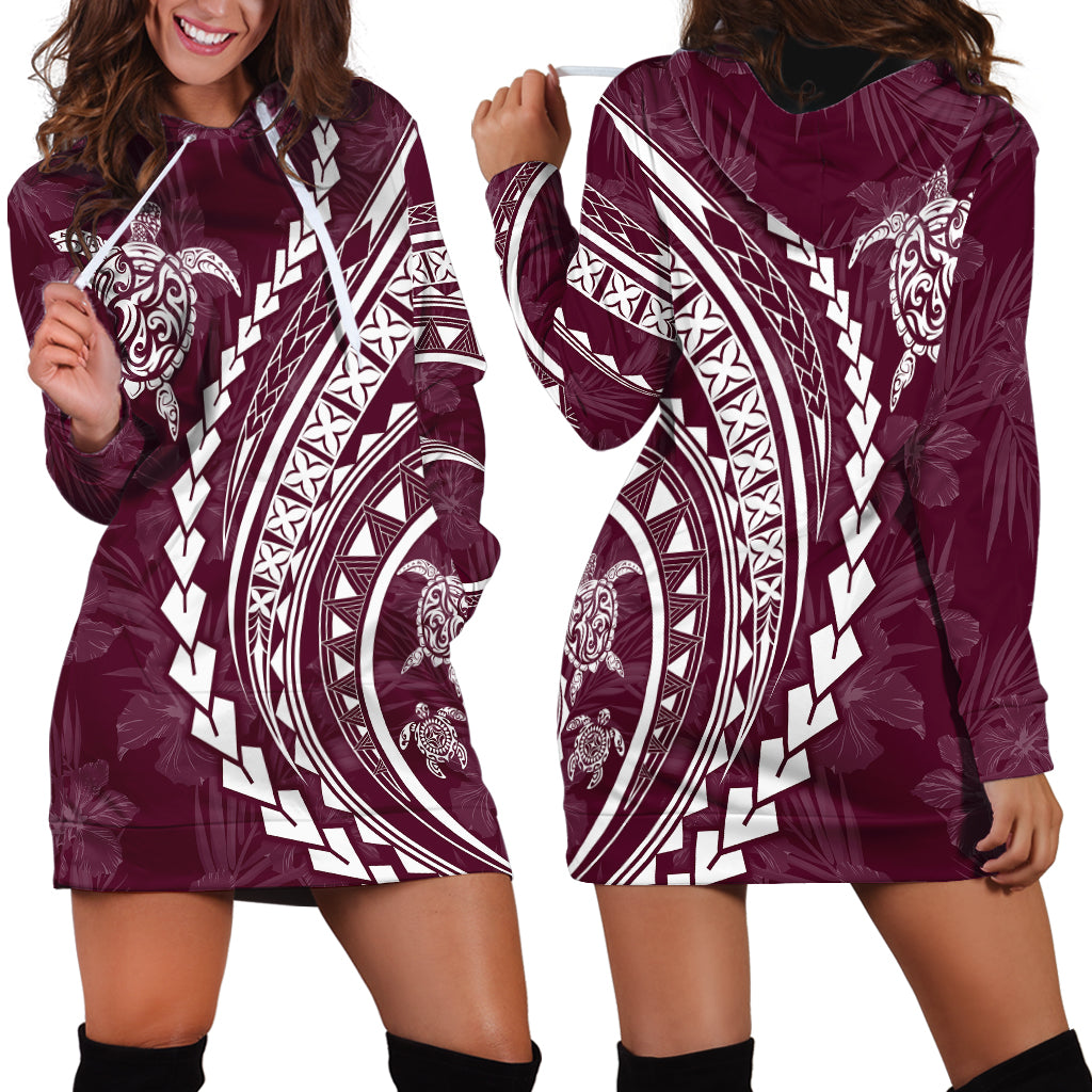 Polynesian Pride Hoodie Dress Turtle Hibiscus Luxury Style - Champagne LT7 - Polynesian Pride