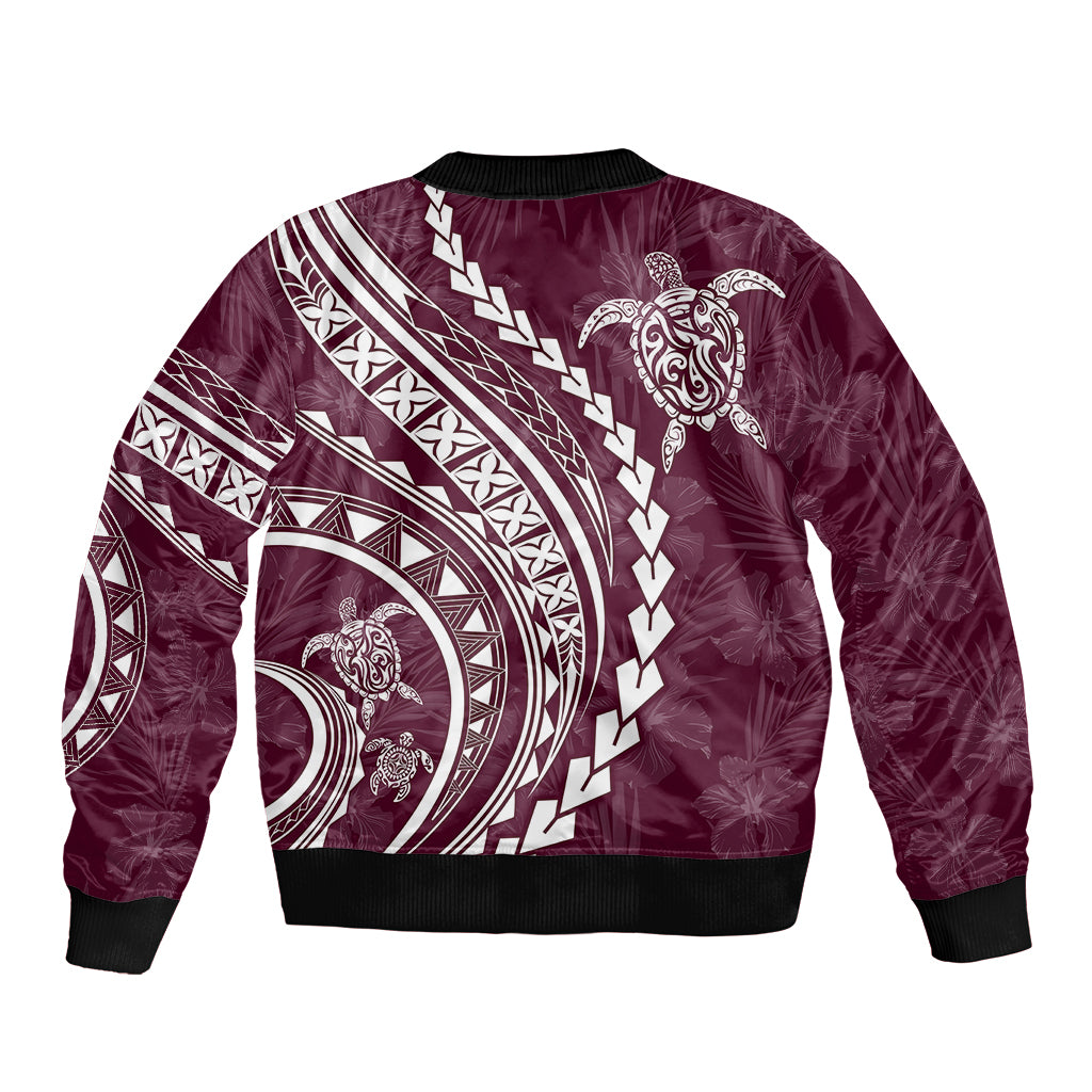 Polynesian Pride Sleeve Zip Bomber Jacket Turtle Hibiscus Luxury Style - Champagne LT7 - Polynesian Pride