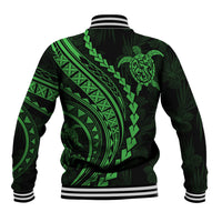 Polynesian Pride Baseball Jacket Turtle Hibiscus Luxury Style - Green LT7 - Polynesian Pride