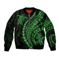Polynesian Pride Bomber Jacket Turtle Hibiscus Luxury Style - Green LT7 Unisex Green - Polynesian Pride