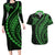 Polynesian Pride Couples Matching Long Sleeve Bodycon Dress and Hawaiian Shirt Turtle Hibiscus Luxury Style - Green LT7 Green - Polynesian Pride