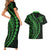 Polynesian Pride Couples Matching Short Sleeve Bodycon Dress and Hawaiian Shirt Turtle Hibiscus Luxury Style - Green LT7 - Polynesian Pride