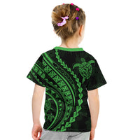 Polynesian Pride Kid T Shirt Turtle Hibiscus Luxury Style - Green LT7 - Polynesian Pride