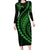 Polynesian Pride Long Sleeve Bodycon Dress Turtle Hibiscus Luxury Style - Green LT7 Long Dress Green - Polynesian Pride