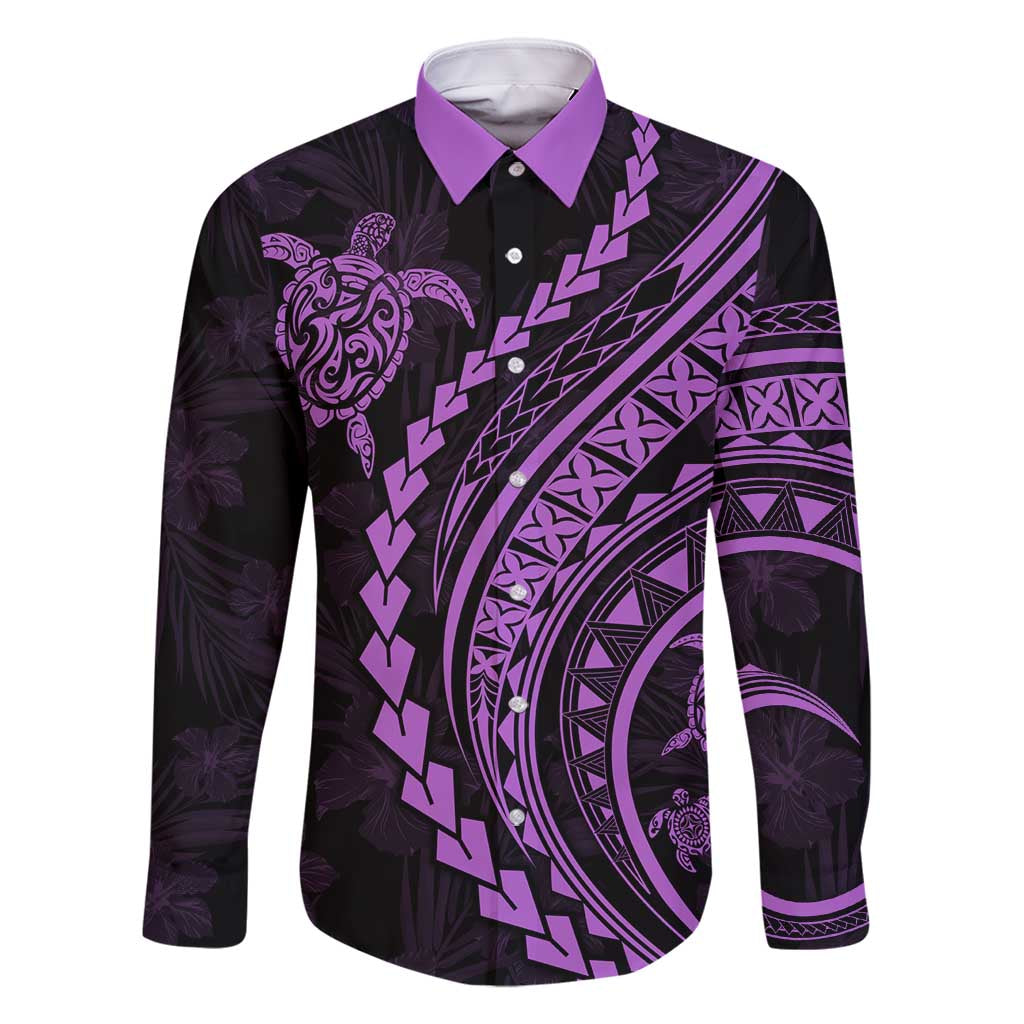 Hawaii Family Matching Outfits Polynesian Pride Summer Maxi Dress And Shirt Family Set Clothes Turtle Hibiscus Luxury Style - Lilac LT7