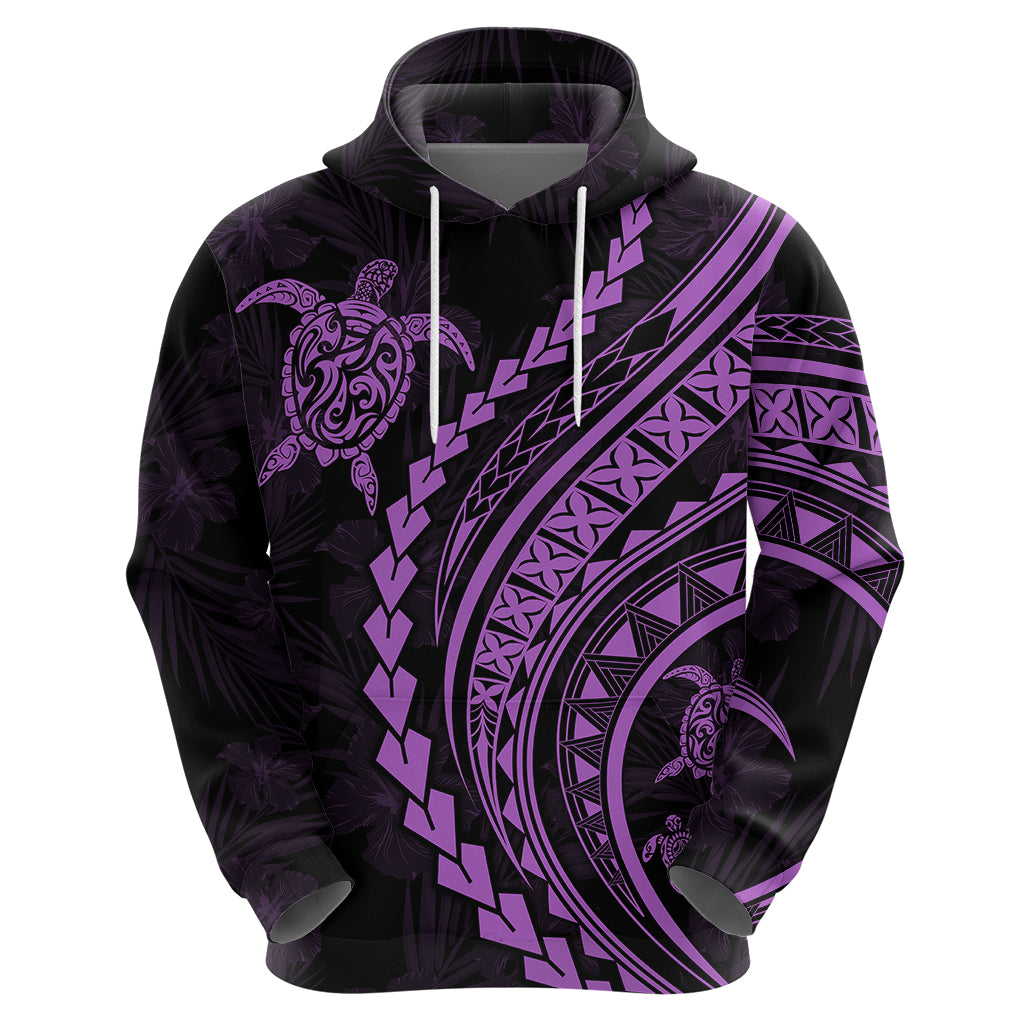 Polynesian Pride Hoodie Turtle Hibiscus Luxury Style - Lilac LT7 - Polynesian Pride