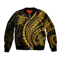 Polynesian Pride Sleeve Zip Bomber Jacket Turtle Hibiscus Luxury Style - Merigold LT7 Unisex Merigold - Polynesian Pride