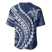 Polynesian Pride Baseball Jersey Turtle Hibiscus Luxury Style - Navy LT7 - Polynesian Pride