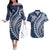 Polynesian Pride Couples Matching Off The Shoulder Long Sleeve Dress and Hawaiian Shirt Turtle Hibiscus Luxury Style - Navy LT7 Navy - Polynesian Pride