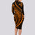 Polynesian Pride Long Sleeve Bodycon Dress Turtle Hibiscus Luxury Style - Orange LT7 - Polynesian Pride