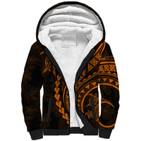 Polynesian Pride Sherpa Hoodie Turtle Hibiscus Luxury Style - Orange LT7 Unisex Orange - Polynesian Pride