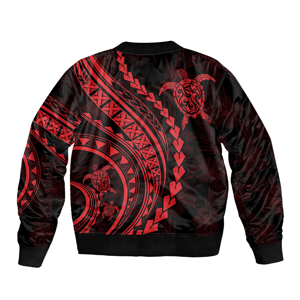 Polynesian Pride Bomber Jacket Turtle Hibiscus Luxury Style - Rose LT7 - Polynesian Pride