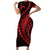 Polynesian Pride Short Sleeve Bodycon Dress Turtle Hibiscus Luxury Style - Rose LT7 Long Dress Rose - Polynesian Pride