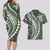 Polynesian Pride Couples Matching Long Sleeve Bodycon Dress and Hawaiian Shirt Turtle Hibiscus Luxury Style - Sage LT7 - Polynesian Pride