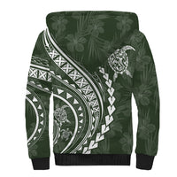 Polynesian Pride Sherpa Hoodie Turtle Hibiscus Luxury Style - Sage LT7 - Polynesian Pride