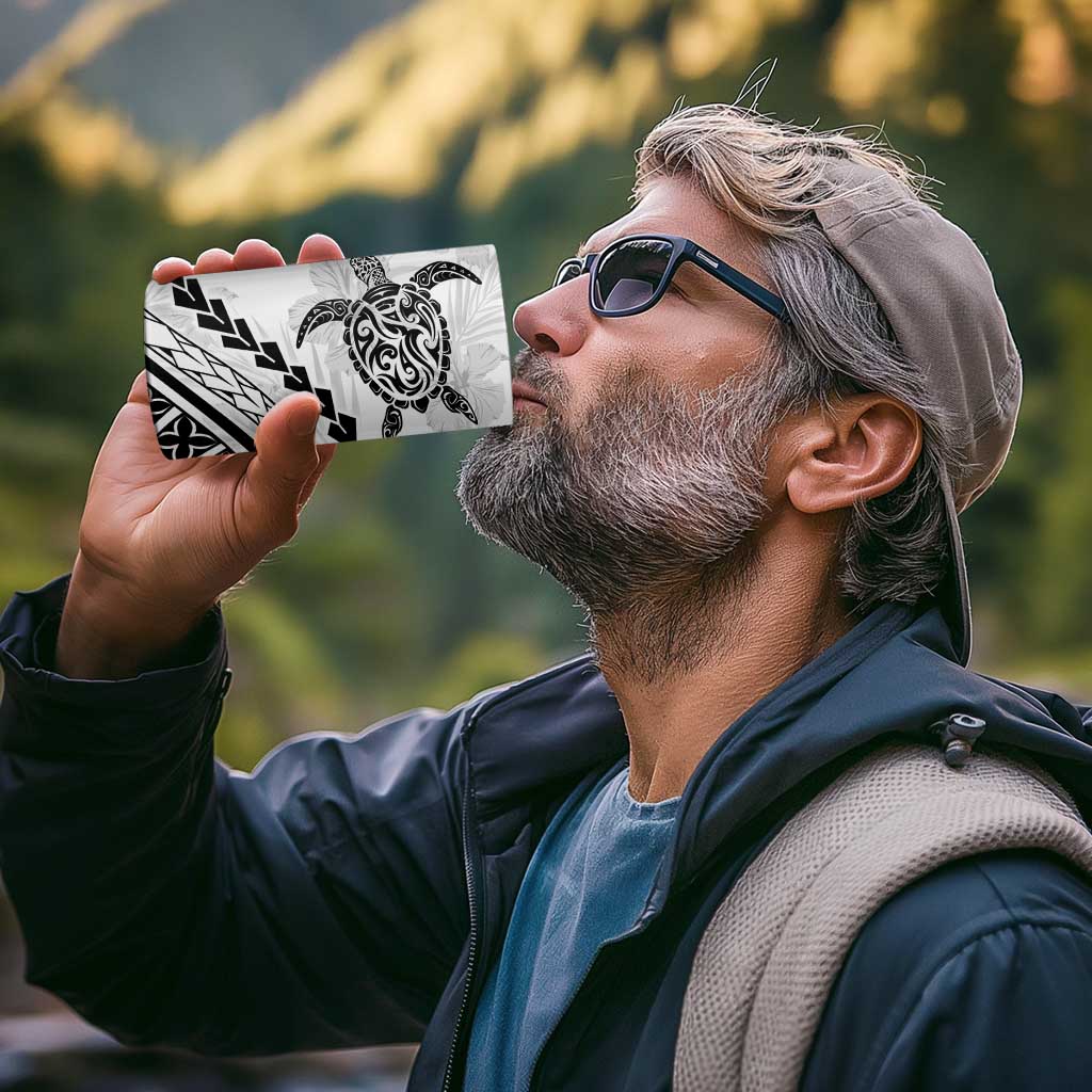 Polynesian Pride 4 in 1 Can Cooler Tumbler Turtle Hibiscus Luxury Style - White