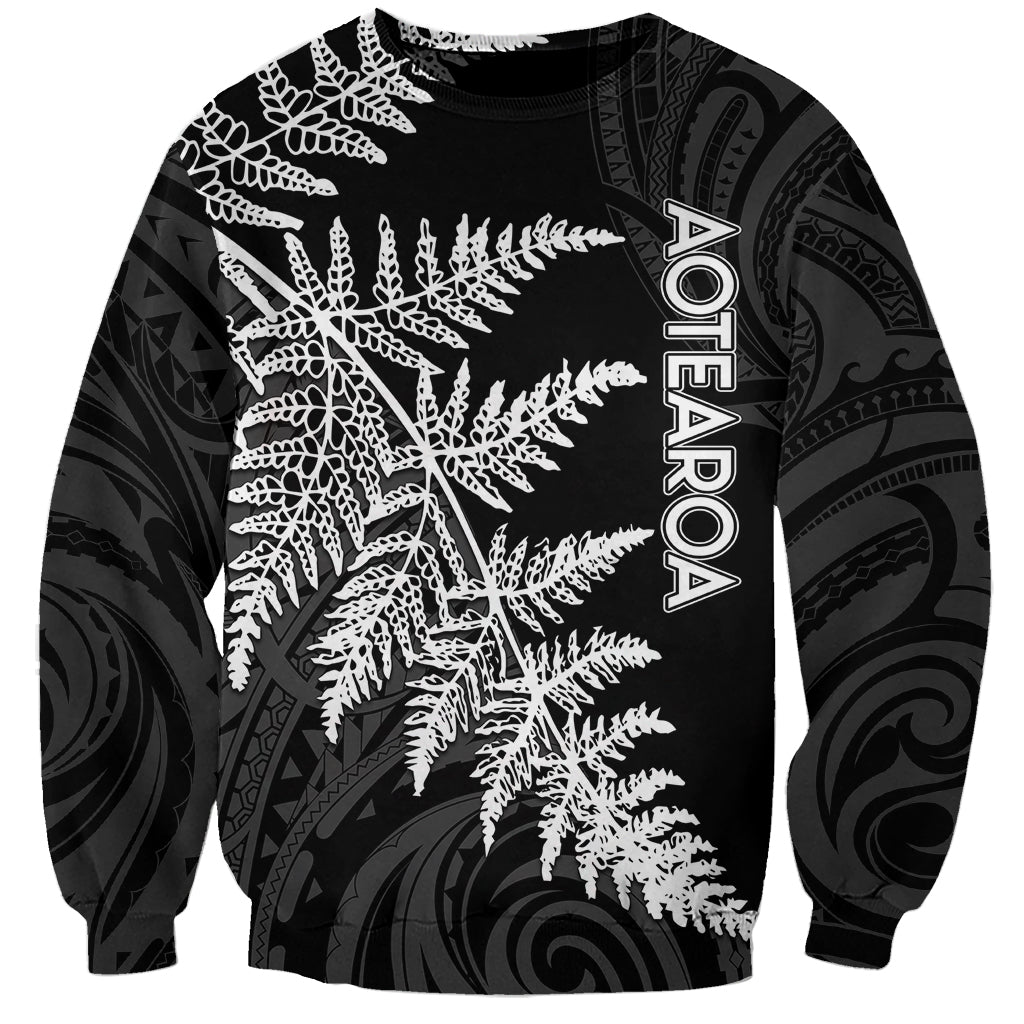 Personalised New Zealand Rugby Sweatshirt World Cup 2023 Silver Fern Champions LT7 Unisex Black - Polynesian Pride