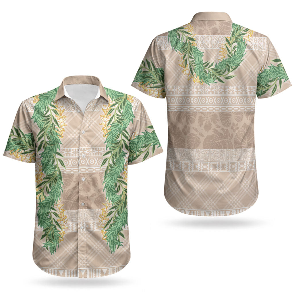 Hawai'i Paniolo Maile Twisted Lei Couples Matching Tank Maxi Dress and Hawaiian Shirt Almond Brown LT7 - Polynesian Pride