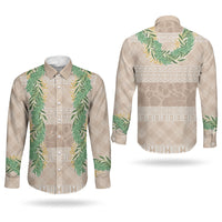 Hawai'i Paniolo Maile Twisted Lei Couples Matching Tank Maxi Dress and Long Sleeve Button Shirt Almond Brown LT7 - Polynesian Pride