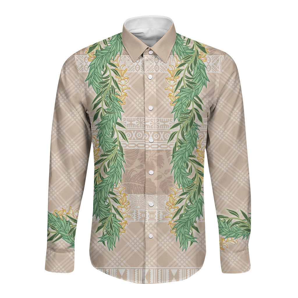 Hawai'i Paniolo Maile Twisted Lei Long Sleeve Button Shirt Almond Brown