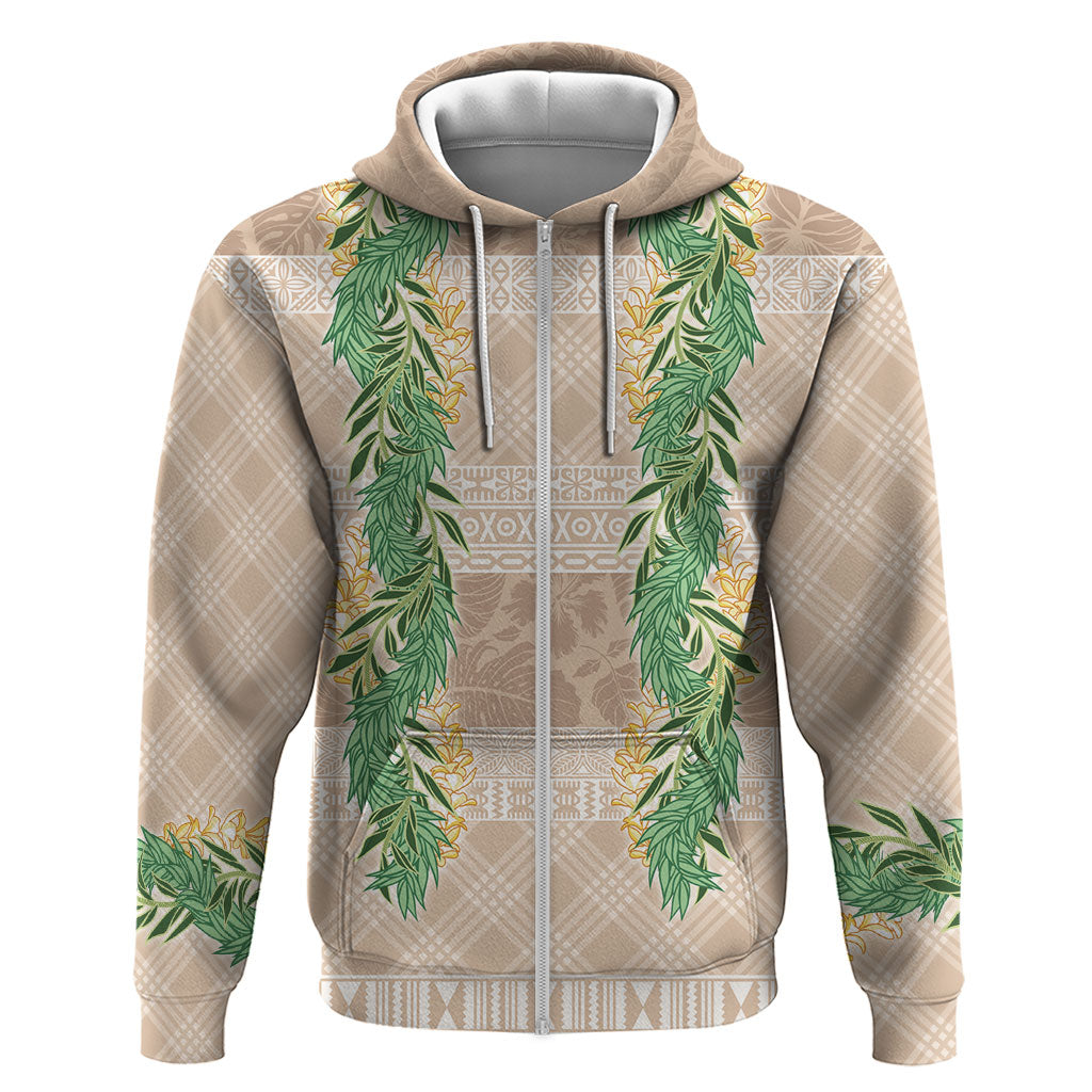 Hawai'i Paniolo Maile Twisted Lei Zip Hoodie Almond Brown