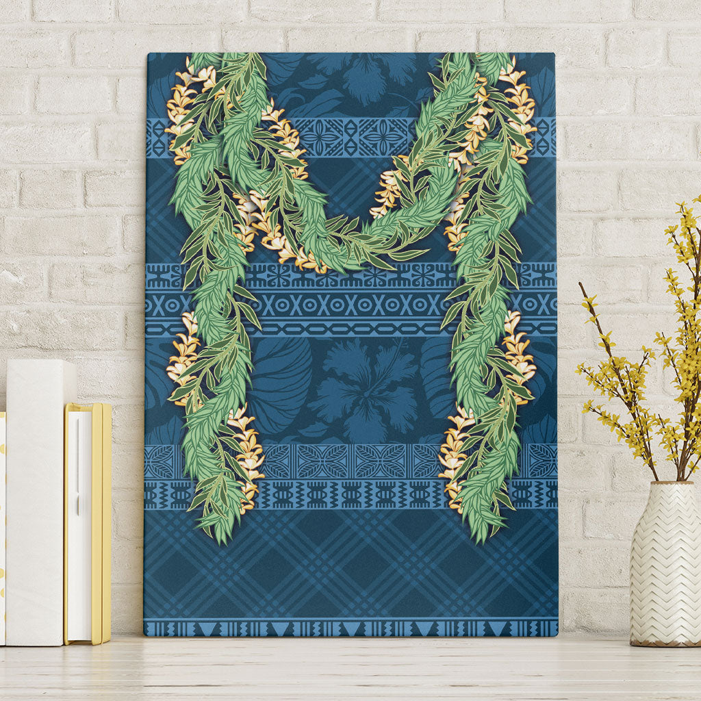 Hawai'i Paniolo Maile Twisted Lei Canvas Wall Art Cobalt Blue