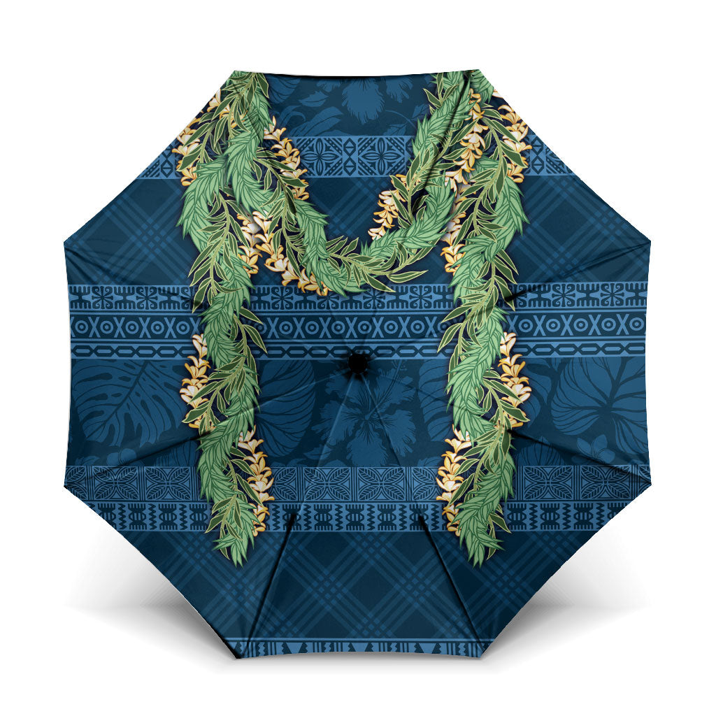 Hawai'i Paniolo Maile Twisted Lei Umbrella Cobalt Blue