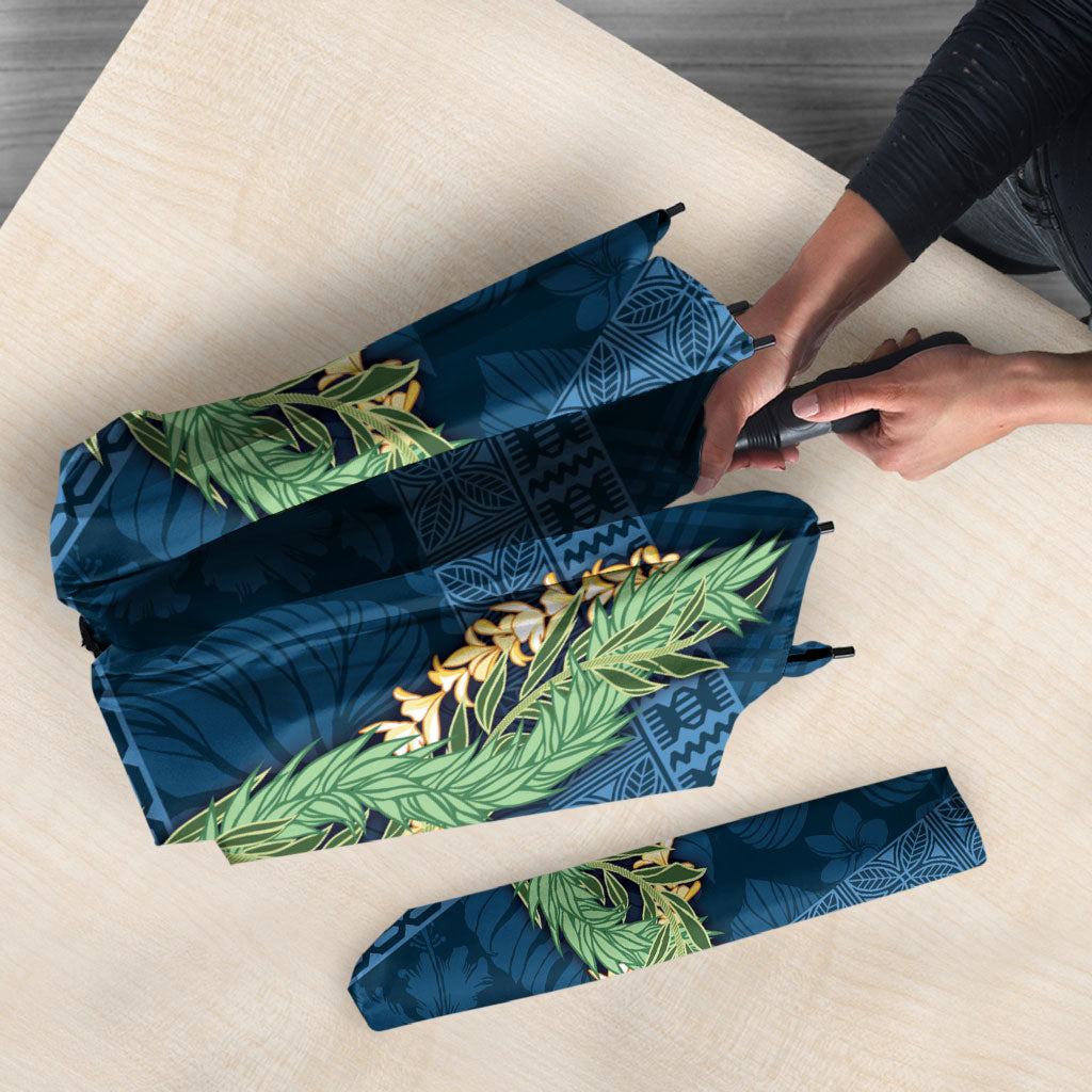 Hawai'i Paniolo Maile Twisted Lei Umbrella Cobalt Blue LT7 - Polynesian Pride