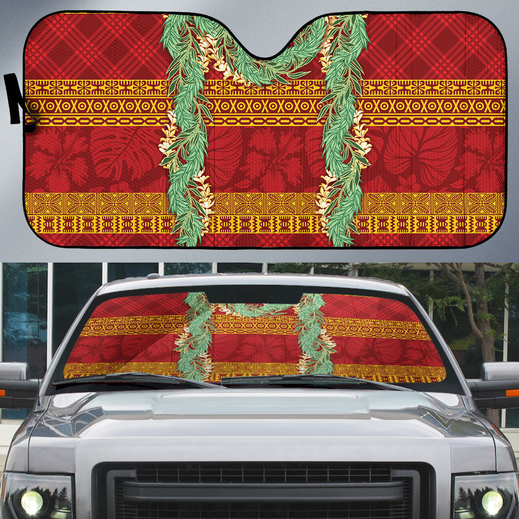 Hawai'i Paniolo Maile Twisted Lei Auto Sun Shade Hilo Royal Red