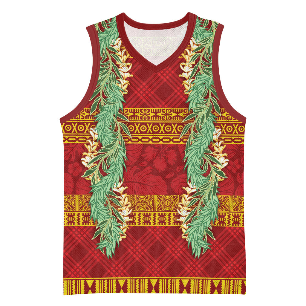 Hawai'i Paniolo Maile Twisted Lei Basketball Jersey Hilo Royal Red