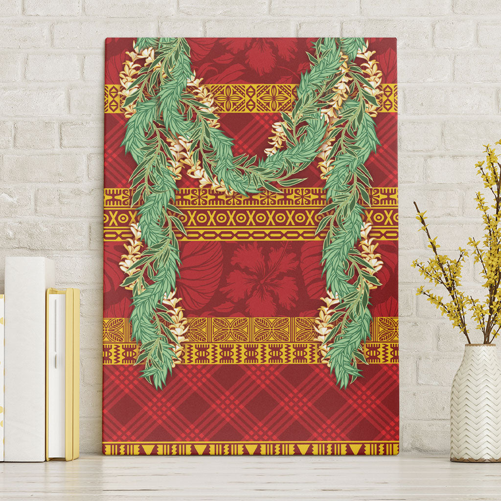 Hawai'i Paniolo Maile Twisted Lei Canvas Wall Art Hilo Royal Red