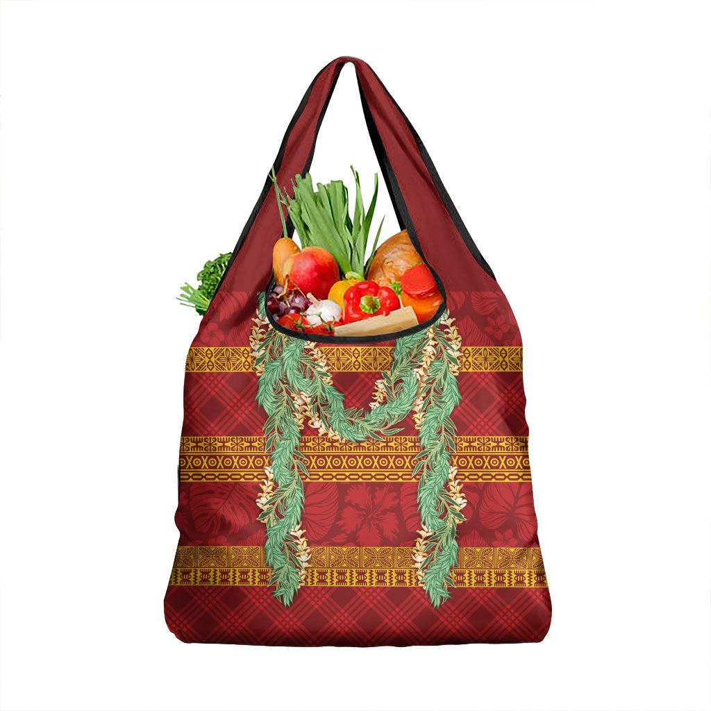 Hawai'i Paniolo Maile Twisted Lei Grocery Bag Hilo Royal Red